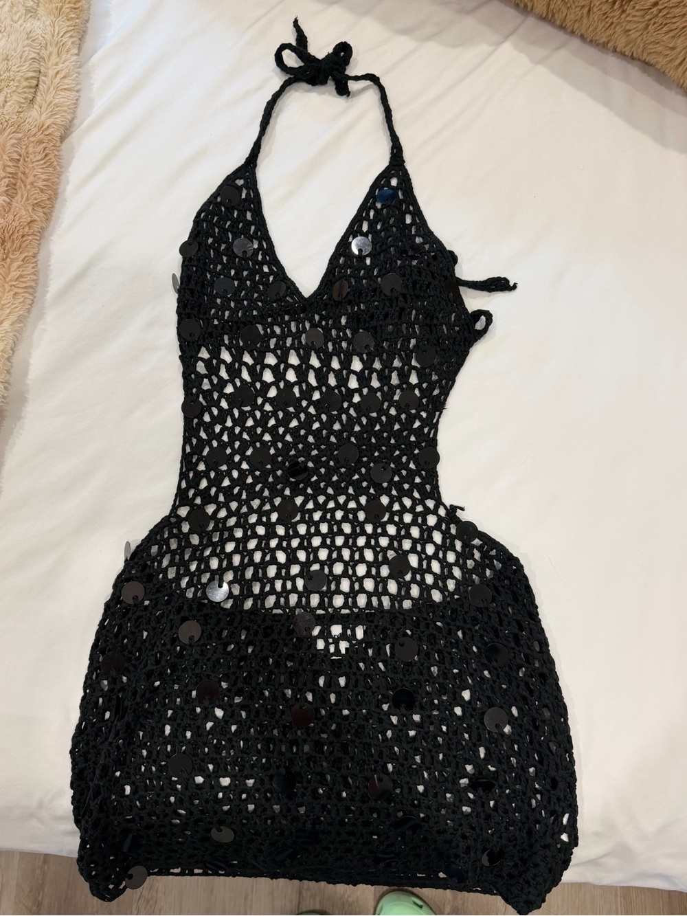 superdown Black Halter Knit Mini Dress